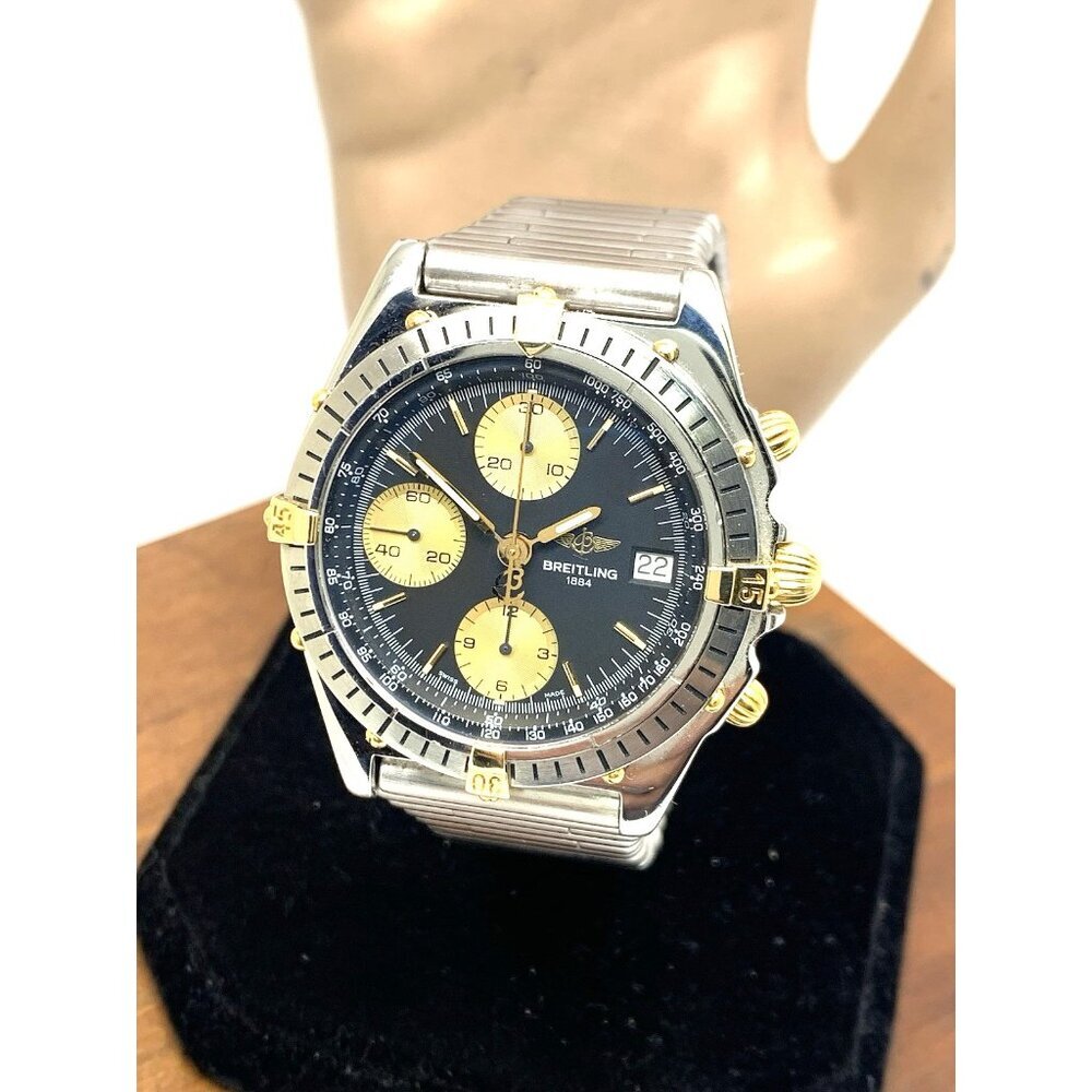 Breitling Men's Watch B13047 Swiss Automatic Chronograph 18K Gold Steel 40mm